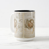 Skizze des Fötusses durch Leonardo da Vinci Zweifarbige Tasse (Vorderseite Links)