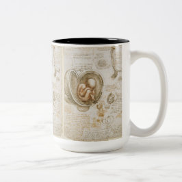 Skizze des Fötusses durch Leonardo da Vinci Zweifarbige Tasse