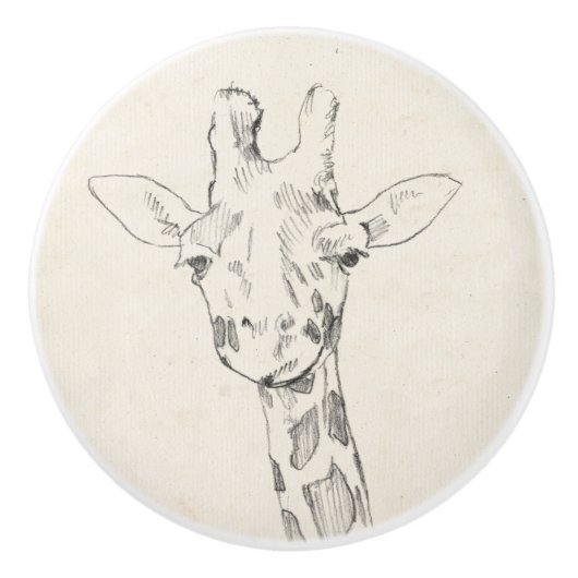 Skizze des Giraffen-Porträt-| Keramikknauf (Vorderseite)