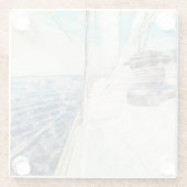 Skizze des Seeschiffs, das durch das Meer surft Glasuntersetzer (Rückseite)