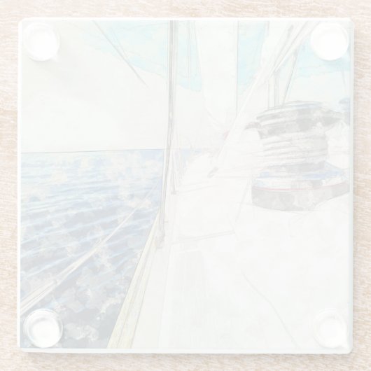 Skizze des Seeschiffs, das durch das Meer surft Glasuntersetzer (Rückseite)