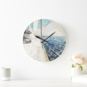 Skizze des Segelschiffs, das durch die Ägäis surft Große Wanduhr (Zuhause)