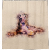 Skizze-Digital-Kunst Airedales Terrier Duschvorhang (Vorderseite)