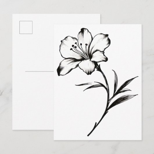 Skizze einer Blume Postkarte (Vorne/Hinten)