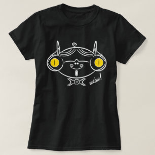Skizze einer klassischen Katze mit Brille und Schn T-Shirt