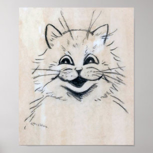 Skizze einer lachenden Katze, Louis Wain Poster