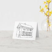 Skizze eines alten Hauses, mit Shutters. Karte (Gelbe Blume)