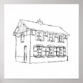 Skizze eines alten Hauses, mit Shutters. Poster (Vorne)