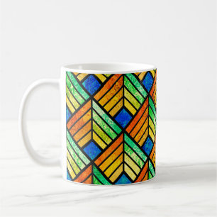 Skizze eines Buntglasfensters. Nahtloses Muster Kaffeetasse