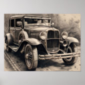 Skizze eines Oldtimers Poster (Vorne)