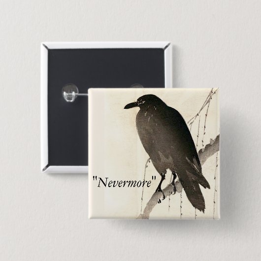 Skizze eines Raben - "Nevermore" Button (Vorne & Hinten)