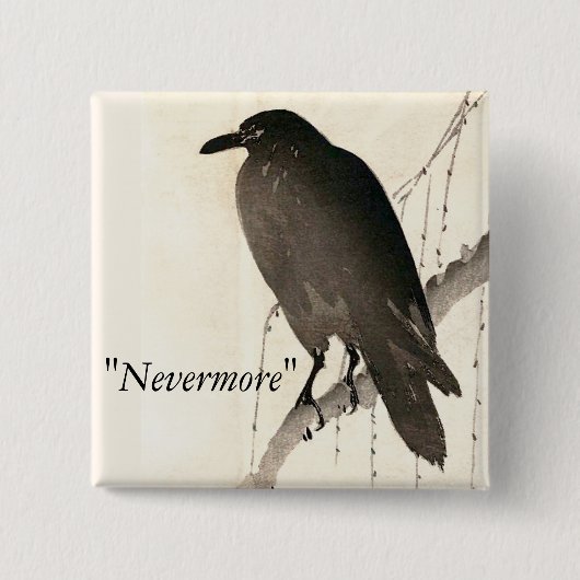 Skizze eines Raben - "Nevermore" Button (Vorderseite)