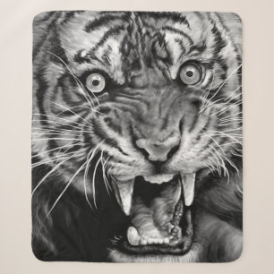 Skizze eines wilden Tigers in schwarz und weiß, we Sherpadecke