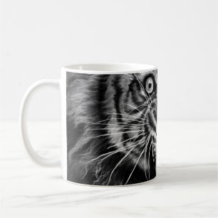 Skizze eines wilden Tigers in Schwarzweiß Kaffeetasse