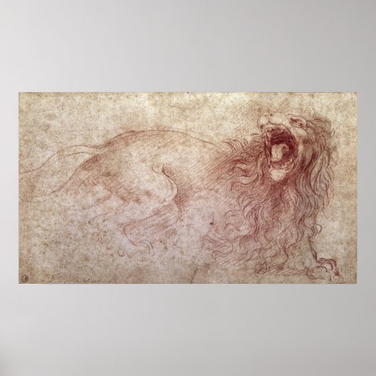 Skizze eines zerreißenden Löwen Poster (Vorne)