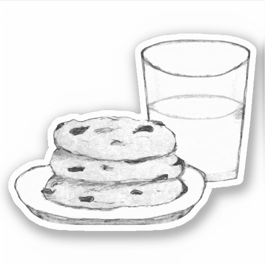 Skizze für Milch und Cookies Aufkleber (Vorderseite)
