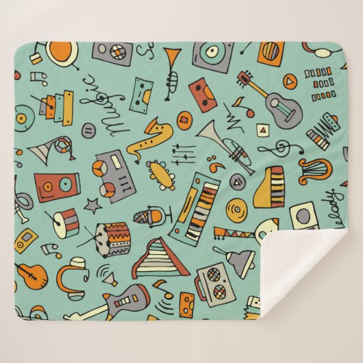 Skizze für Musikinstrumente, nahtloses Muster Sherpadecke (Vorderseite (Horizontal))