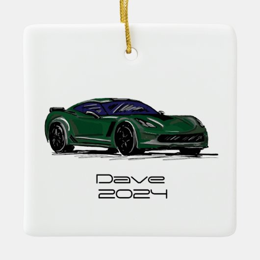 Skizze für Sportwagen C7 Corvette Keramikornament (Vorderseite)