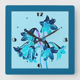 Skizze für Taglilien - Kobalt und Sky Blue Quadratische Wanduhr