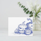 Skizze für Vintag zeichnend Kürbislaternen Postkarte (Stehend Vorderseite)