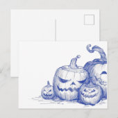 Skizze für Vintag zeichnend Kürbislaternen Postkarte (Vorne/Hinten)
