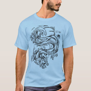 Skizze-Gekritzel-Wasser-Drache-T - Shirt