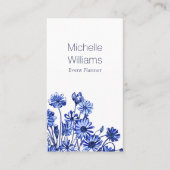 Skizze hübsch Blau und Weiße Blume Visitenkarte (Vorderseite)