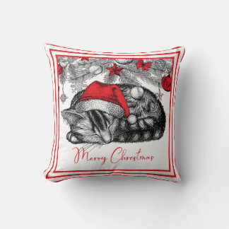 Skizze Kitten unter Weihnachtsbaumschmuck Kissen