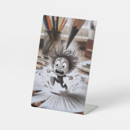 Skizze kommt zum Leben - Kreative Angst Zeichnend Sockelschild