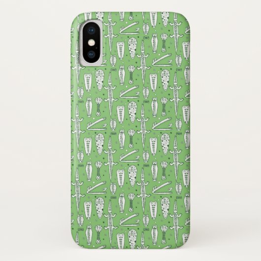 Skizze-Krokodil-Muster Case-Mate iPhone Hülle (Rückseite)