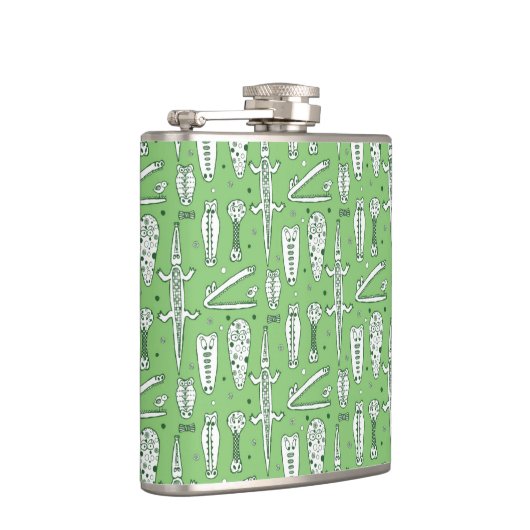 Skizze-Krokodil-Muster Flachmann (Rechts)