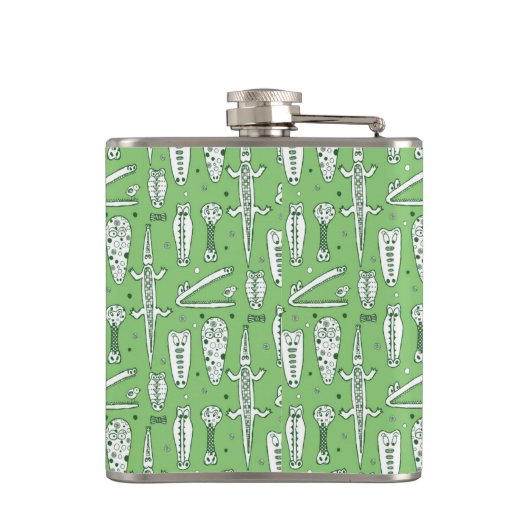 Skizze-Krokodil-Muster Flachmann (Rückseite)