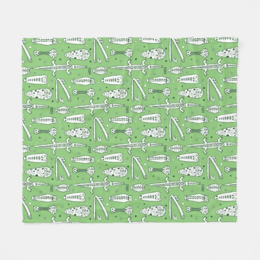 Skizze-Krokodil-Muster Fleecedecke (Vorderseite (Horizontal))