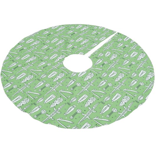 Skizze-Krokodil-Muster Polyester Weihnachtsbaumdecke (Schrägansicht)
