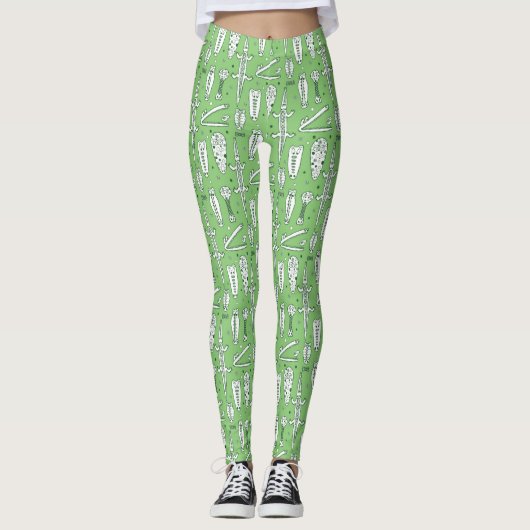 Skizze Krokodile Muster 2 Leggings (Vorderseite)