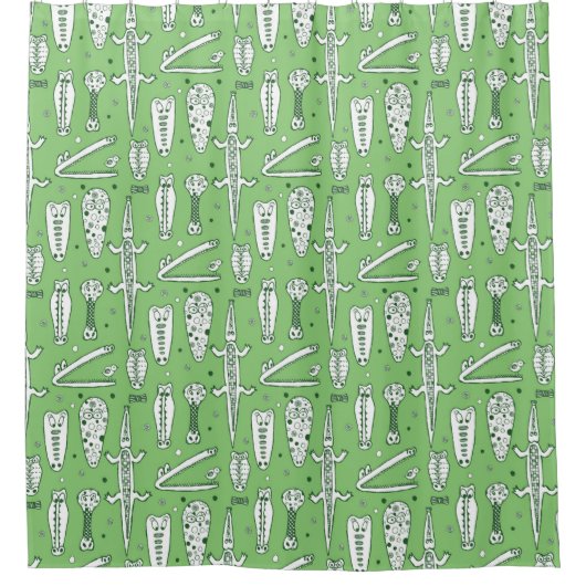 Skizze-Krokodile-Muster Duschvorhang (Vorderseite)