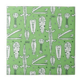 Skizze-Krokodile-Muster Fliese (Vorderseite)