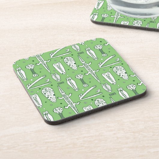 Skizze-Krokodile-Muster Getränkeuntersetzer (Linke Seite)