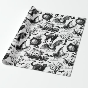 Skizze nahtloses Halloween-Muster Geschenkpapier
