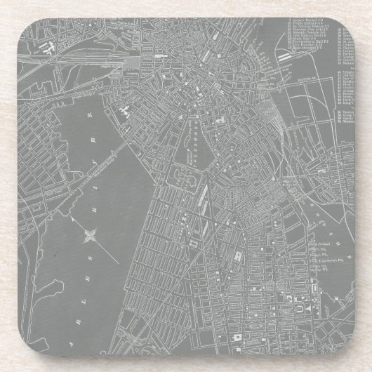 Skizze von Boston City Map Getränkeuntersetzer (Vorderseite)