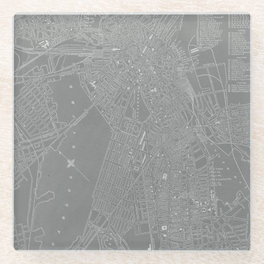 Skizze von Boston City Map Glasuntersetzer (Vorderseite)