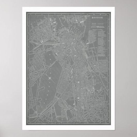 Skizze von Boston City Map Poster (Vorne)