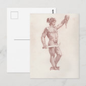 Skizze von Cellinis Perseus mit dem Leiter Medusa Postkarte (Vorne/Hinten)