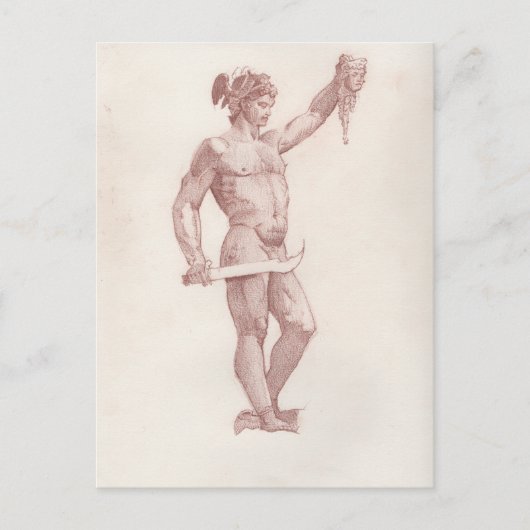 Skizze von Cellinis Perseus mit dem Leiter Medusa Postkarte (Vorderseite)