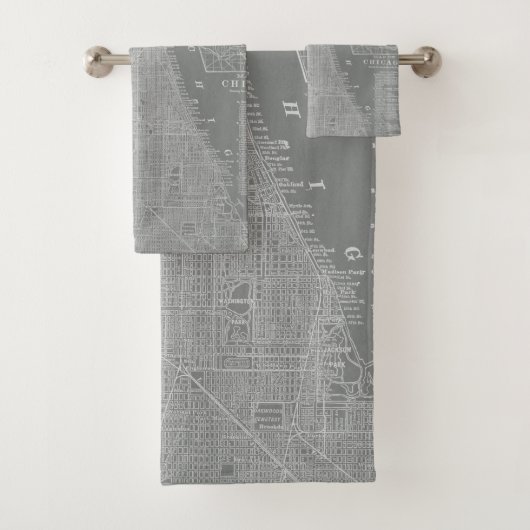 Skizze von Chicago City Map Badhandtuch Set (Insitu)