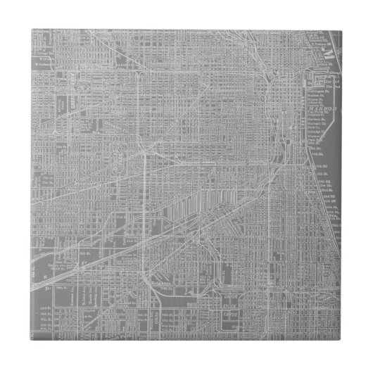 Skizze von Chicago City Map Fliese (Vorderseite)