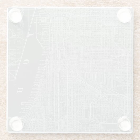 Skizze von Chicago City Map Glasuntersetzer (Rückseite)