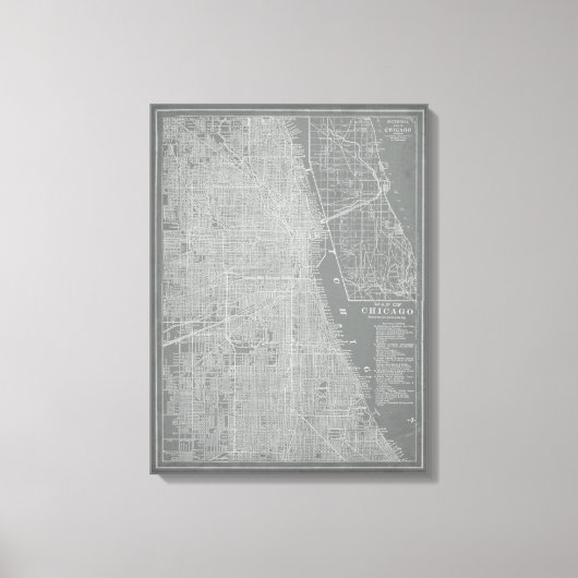 Skizze von Chicago City Map Leinwanddruck (Vorderseite)