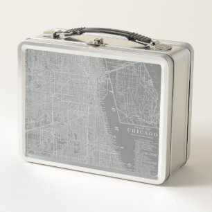 Skizze von Chicago City Map Metall Lunch Box