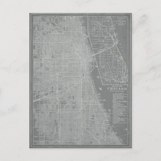 Skizze von Chicago City Map Postkarte (Vorderseite)